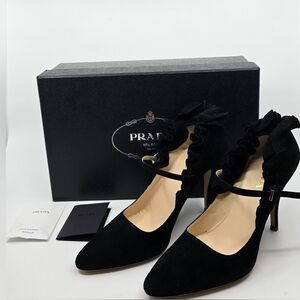 Prada Suede Ruffle Pump